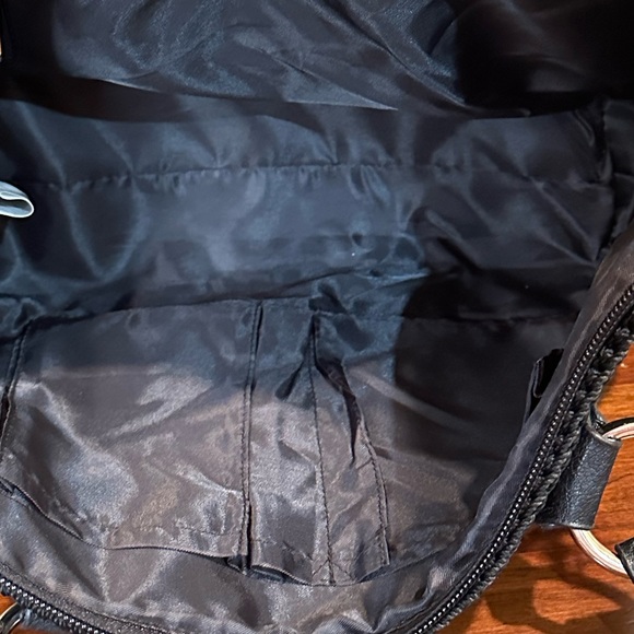 🌟HP🌟NWOT Lina Crocheted Black Baguette Double Handle Bag - Picture 12 of 16